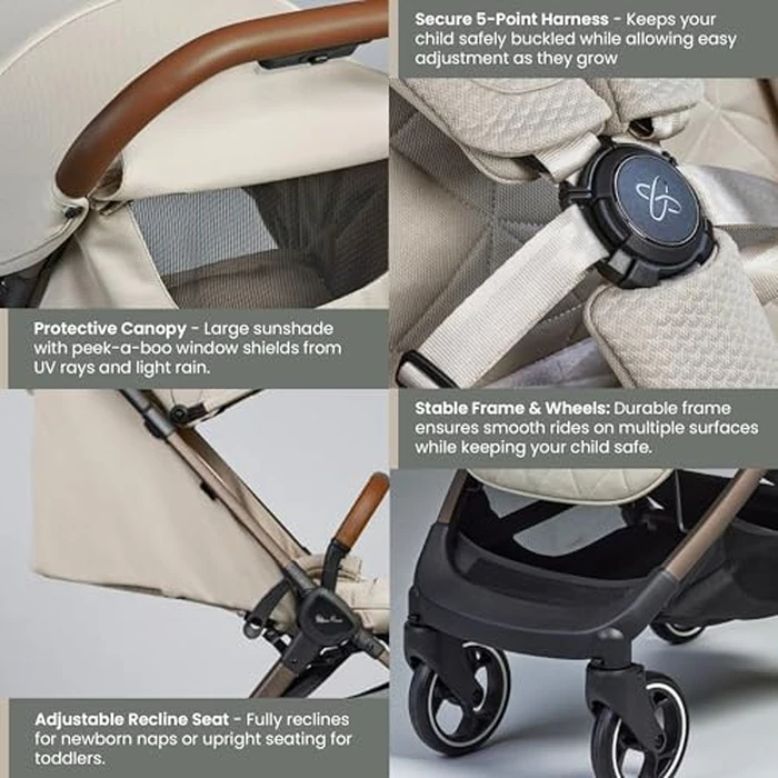 Silver Cross Clic Compact Stroller - Lightweight Travel Stroller for Newborn to Toddler (Birth to 55 lbs.), One-Hand Fold, Lie-Flat Seat, Airplane Cabin Approved, UPF50+ Canopy by Silver Cross - Image 6