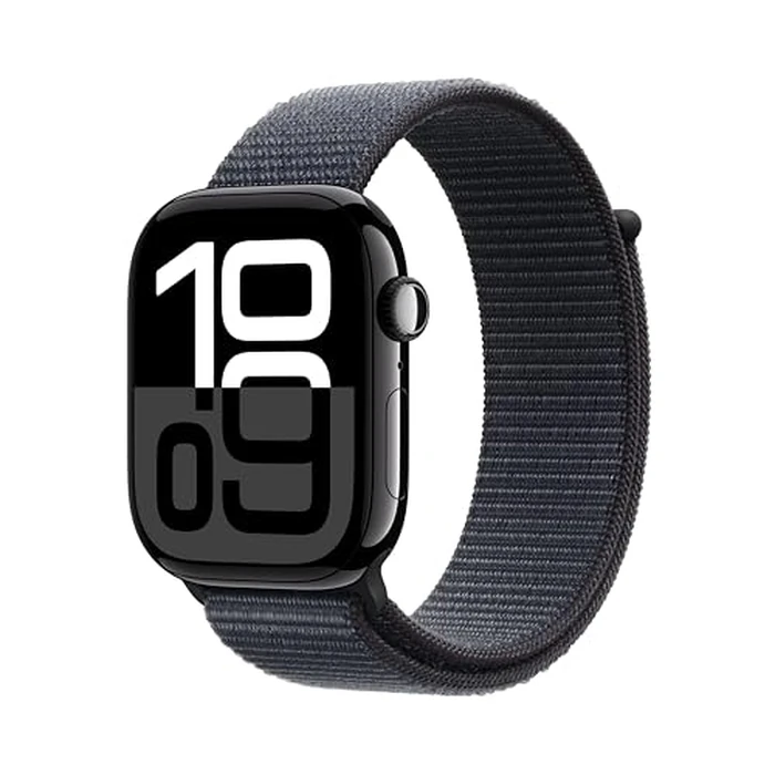Apple Watch Series 10 [GPS 46mm case] Smartwatch with Jet Black Aluminum Case with Ink Sport Loop. Fitness Tracker, ECG App, Always-On Retina Display, Carbon Neutral by Apple - Used - Very Good condition