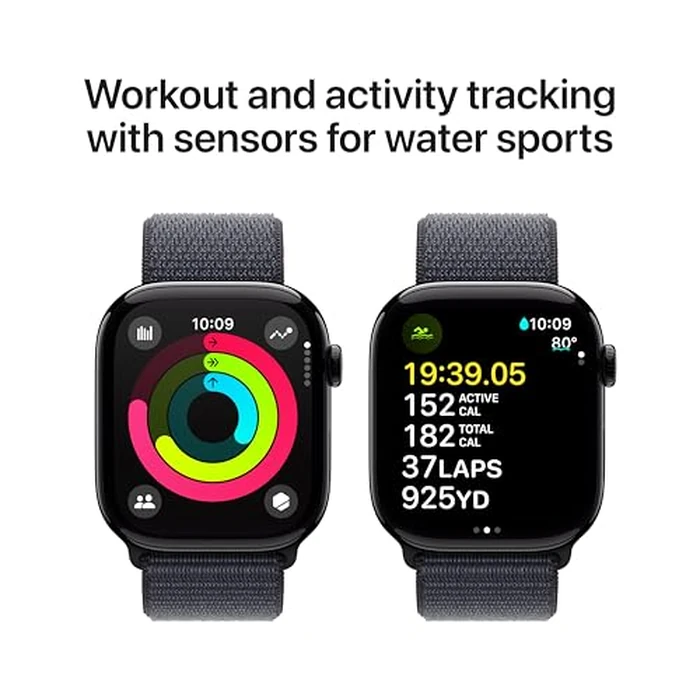 Apple Watch Series 10 [GPS 46mm case] Smartwatch with Jet Black Aluminum Case with Ink Sport Loop. Fitness Tracker, ECG App, Always-On Retina Display, Carbon Neutral by Apple - Image 5