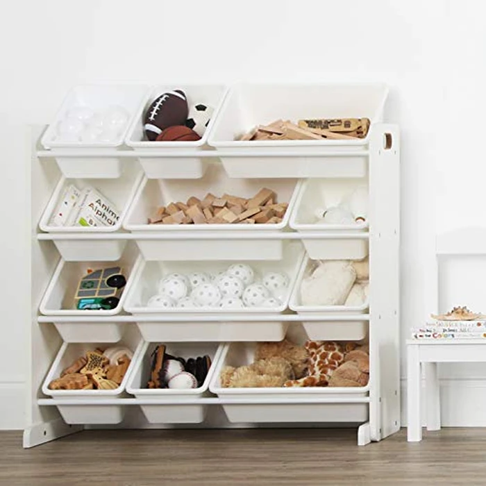 Humble Crew Kids Toy Storage Organizer with 12 Plastic Bins, White - Removable Bins for Playroom, Bedroom, Toddler Furniture for Boys and Girls Ages by Humble Crew - Image 2
