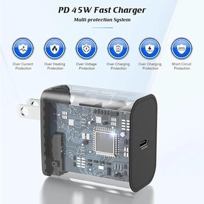 45W USB C Super Fast Charger and 10ft Type C to C Charging Cable Cord Long, USB C Wall Charger Block Adapter Plug for Samsung Galaxy S26/S25/S24 Ultra/S23+/S22 Plus/S21/S20/iPhone 17 16 15 Pro Max by QGRHO - Image 3