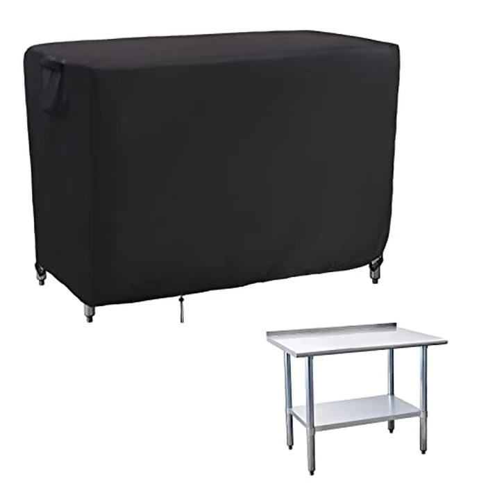 Kingling Outdoor Table Cover 48 Inch, Waterproof Stainless Steel Table Cover Metal BBQ Table Covers Weather Protection for Patio Kitchen Work/Prep Tables - 48''L x 24''W x 35''H(Black) by Kingling - Image 1