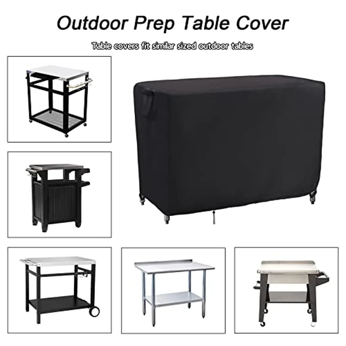 Kingling Outdoor Table Cover 48 Inch, Waterproof Stainless Steel Table Cover Metal BBQ Table Covers Weather Protection for Patio Kitchen Work/Prep Tables - 48''L x 24''W x 35''H(Black) by Kingling - Image 3