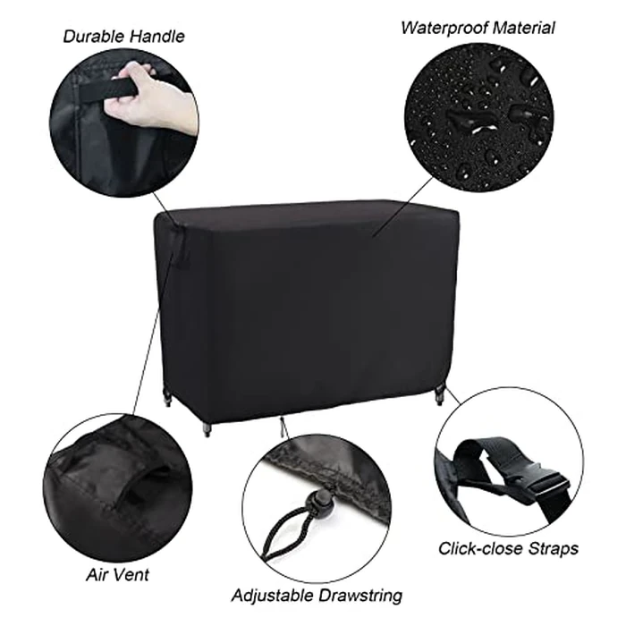 Kingling Outdoor Table Cover 48 Inch, Waterproof Stainless Steel Table Cover Metal BBQ Table Covers Weather Protection for Patio Kitchen Work/Prep Tables - 48''L x 24''W x 35''H(Black) by Kingling - Image 4