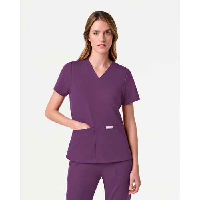 JAANUU UltraSOFT Essential Comfort Women’s 6-Pocket Scrub Set - Slim Fit, Adjustable Waistband, Soft Stretch Fabric with 6 Functional Pockets - Eggplant M by JAANUU - Image 2