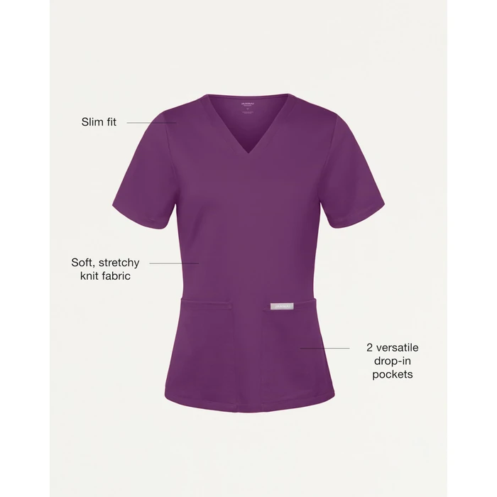 JAANUU UltraSOFT Essential Comfort Women’s 6-Pocket Scrub Set - Slim Fit, Adjustable Waistband, Soft Stretch Fabric with 6 Functional Pockets - Eggplant M by JAANUU - Image 3