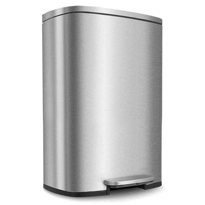 BestOffice 13 Gallon (50L) Trash Can with Lid Garbage Can Commercial Trash Can with Soft-Close Foot Pedal Fingerprint Proof Stainless Steel for Kitchen Home Office Bedroom Bathroom by BestOffice - Image 1