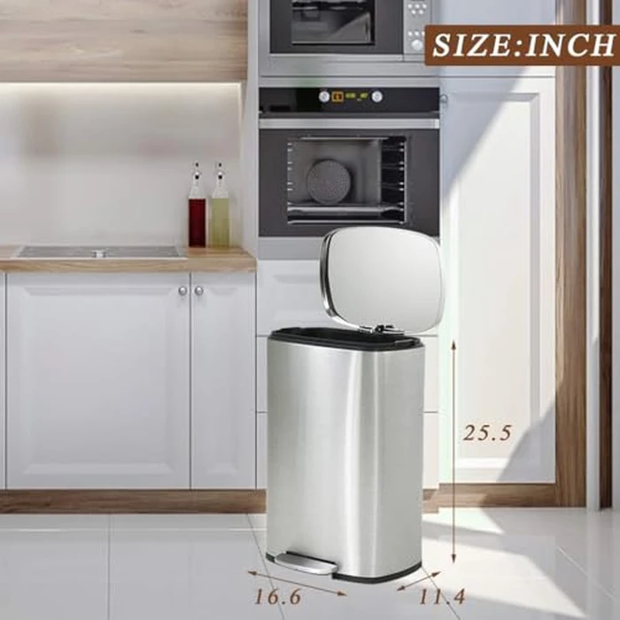 BestOffice 13 Gallon (50L) Trash Can with Lid Garbage Can Commercial Trash Can with Soft-Close Foot Pedal Fingerprint Proof Stainless Steel for Kitchen Home Office Bedroom Bathroom by BestOffice - Image 7