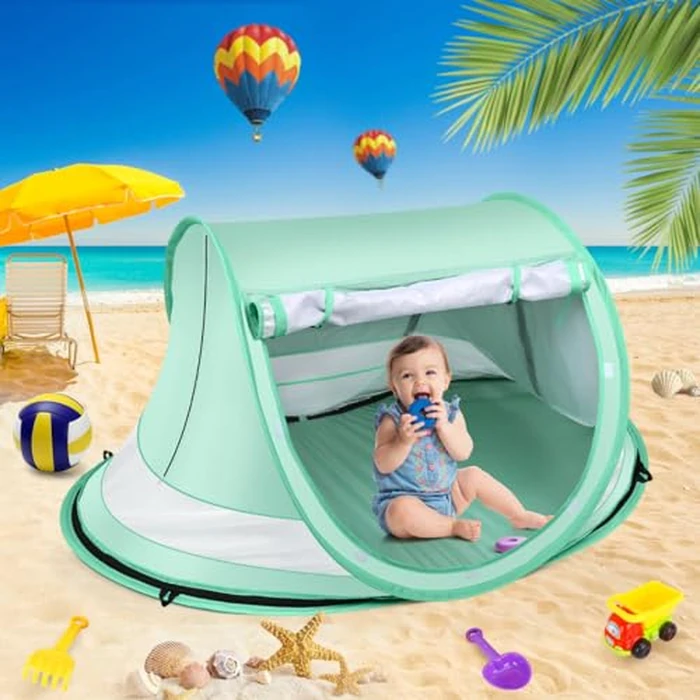 Kapeazo Baby Beach Tent, Large Pop Up Portable Sun Shade with Mosquito Net, Indoor Baby Play Tent for Travel, Beach, UPF 50+ UV Protection Sun Shelters by Kapeazo - Image 6