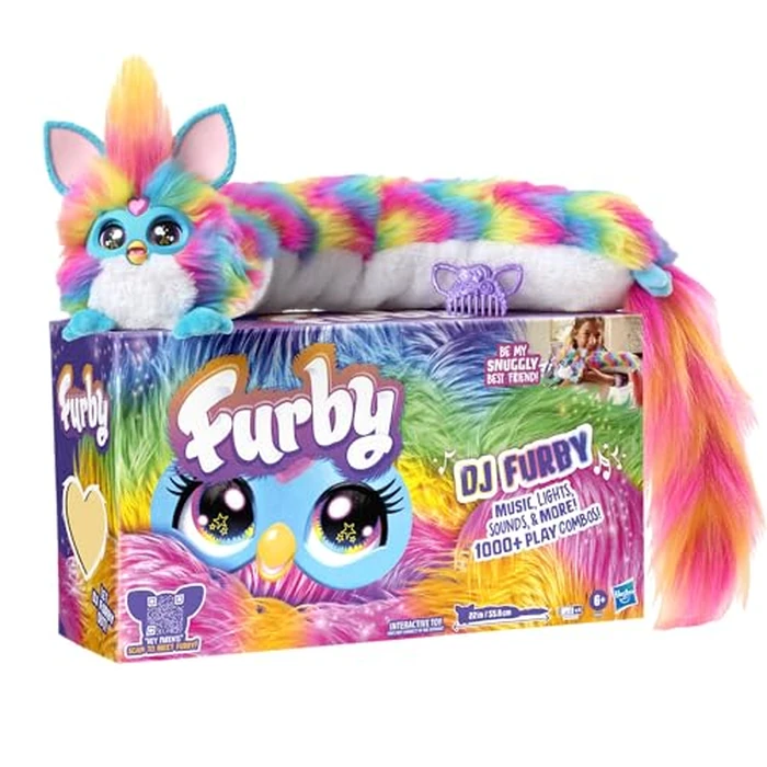 FURBY DJ Interactive Toy, Super Snuggly Rainbow Electronic Plush with Music, Lights, Motion, & Games, Speaks English & Furbish, 32in Long, Ages 6+ by Furby - Used - Very Good condition - US$47.92