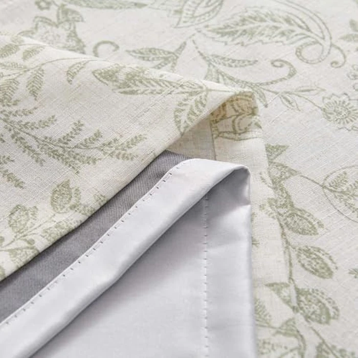 Lazzzy Green Floral Cafe Curtains 24 Inch Length Blackout Linen Farmhouse Kitchen Curtains Lined Small Rustic Country Room Darkening Curtains Rod Pocket Tier Curtains Set 2 Panels Sage Green on Beige by Lazzzy - Image 8