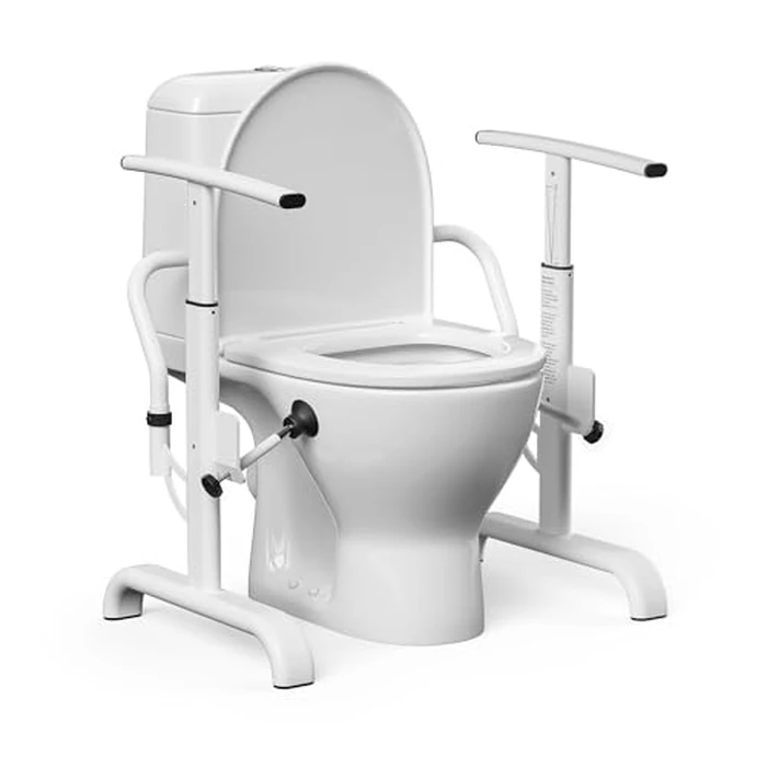 Onpickly Toilet Safety Rails for Seniors, 350lbs Heavy Duty Toilet Safety Frame & Grab Bars, Triple Stability with 2 Suction Cups & Rear Bar, Adjustable Height & Width Toilet Rail by Onpickly - Used - Very Good condition