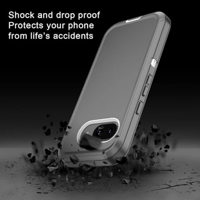 I-HONVA for Google Pixel 9A Case Shockproof Dust/Drop Proof 3-Layer Full Body Protection [Without Screen Protector] Rugged Heavy Duty Cover Case for Google Pixel 9A 6.3 inch,Grey/White by I-HONVA - Image 3