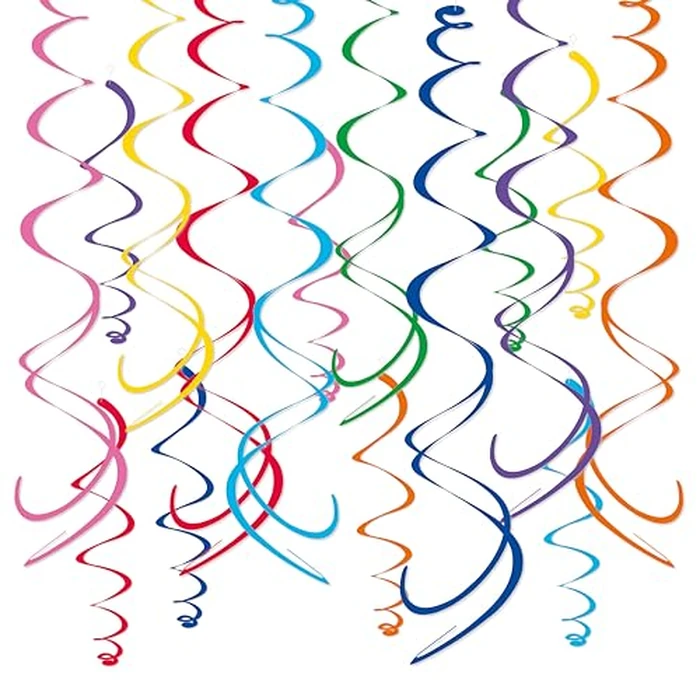HonuGoGo 48‑Piece Multi-Color Paper Swirl Decorations - Hanging Party Swirls for Birthday, Baby Shower, Wedding & Celebration Decor by HonuGoGo - Image 1