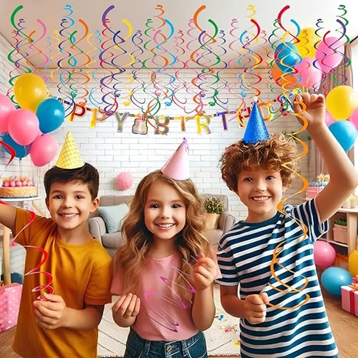 HonuGoGo 48‑Piece Multi-Color Paper Swirl Decorations - Hanging Party Swirls for Birthday, Baby Shower, Wedding & Celebration Decor by HonuGoGo - Image 7