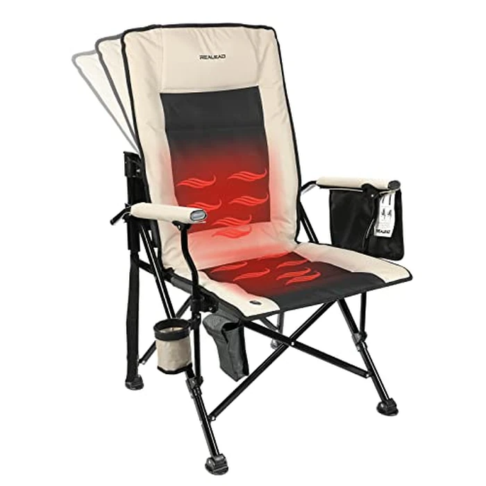REALEAD Heated Camping Chair - Fully Padded - Heated Chairs Outdoor Sports - Supports 400 lbs - Portable Heated Outdoor Camp Chair for Sport Events - Battery NOT Included by REALEAD - Used - Very Good condition
