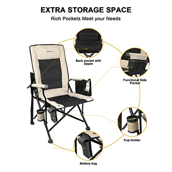 REALEAD Heated Camping Chair - Fully Padded - Heated Chairs Outdoor Sports - Supports 400 lbs - Portable Heated Outdoor Camp Chair for Sport Events - Battery NOT Included by REALEAD - Image 6