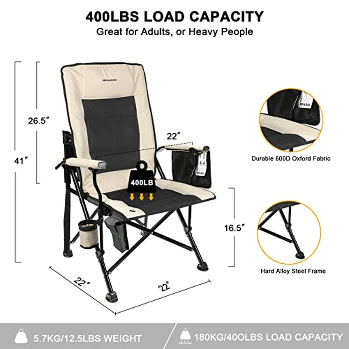 REALEAD Heated Camping Chair - Fully Padded - Heated Chairs Outdoor Sports - Supports 400 lbs - Portable Heated Outdoor Camp Chair for Sport Events - Battery NOT Included by REALEAD - Image 7