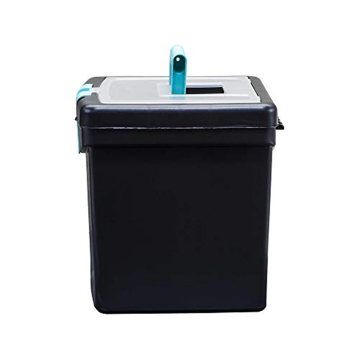 Storex Portable File Box with Organizer Lid - Plastic Office File Storage Box for Letter Paper and Hanging Folders, Black/Teal, 1-Count (61414B03C) by Storex - Image 6