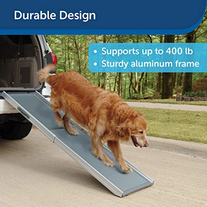 PetSafe Happy Ride Telescoping Dog Ramp - Portable Lightweight Pet Ramp - Ideal for Cars, Trucks and 4X4s, Durable Aluminium Frame Supports Up to 180 kg, Side Rails and High-Traction Surface Design by PetSafe - Image 4