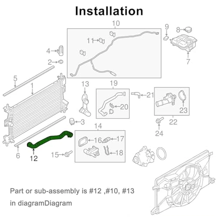 LOCOZI Lower Radiator Coolant Hose Tube & Upper Radiator Coolant Reservoir Pipe & Radiator Reservoir Line fit for 2012-2018 focus 2.0L replaces BV618K012KF CV6Z-8286-K CV6Z-8260-K CV6Z-8K012-K by LOCOZI - Image 4
