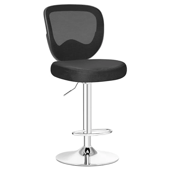 Razzor Bar Stools Adjustable Counter Height Chairs with Back Swivel Modern Kitchen Island Stool Upholstered Armless Tall Mesh Barstool Set of 1 Dining Chair （2077-B, Black） by Razzor - Image 8