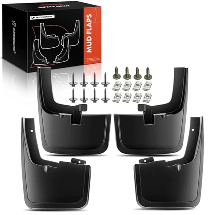 A-Premium Set of 4PCS Mud Flaps Splash Guards Mudguards Mudflaps with Hardware Kits Accessory Compatible with Ford F-150, 2015-2020, (fits for Fender Flares), Black Color, Front LH RH and Rear LH RH by A-premium - Image 1
