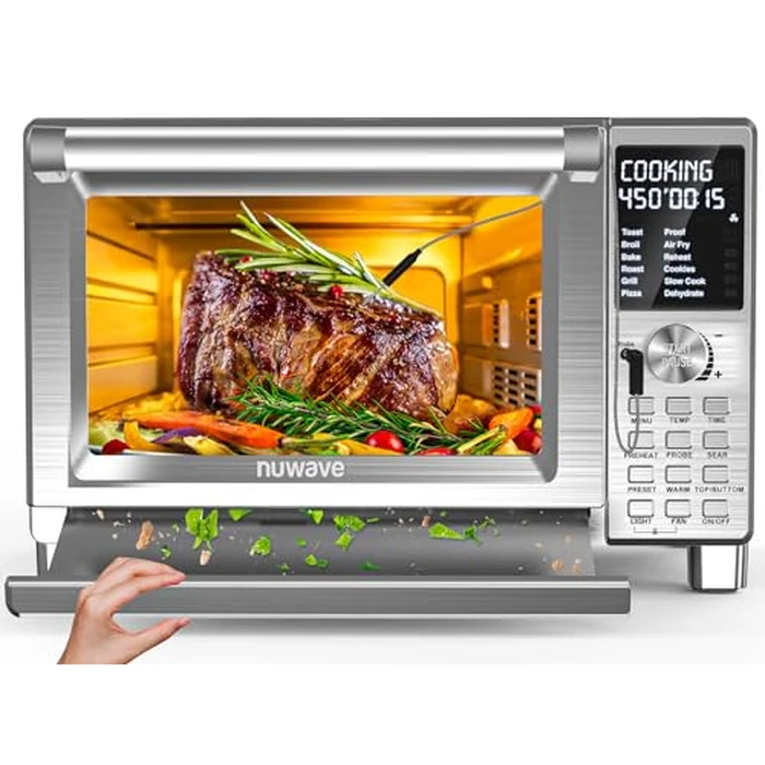 Nuwave Bravo XL Pro Air Fryer Toaster Oven, Improved 100% Super Convection, Quicker & Crispier Results, 100 Presets, Multi-Layer Even Cooking, 50-500F, Smart Probe, PFAS Free, 30QT, Stainless Steel by Nuwave - Used - Very Good condition - CA$246.35