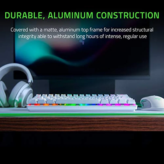 Razer Huntsman Mini 60% Gaming Keyboard: Linear Optical Switches - Rapid Trigger Mode - Chroma RGB Lighting - PBT Keycaps - Onboard Memory - Snap Tap - White by Razer - Image 5