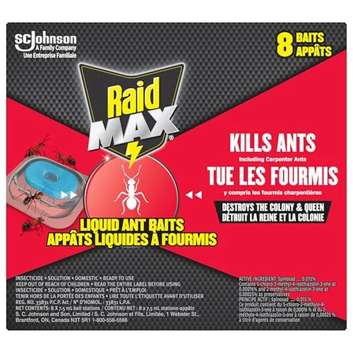 Raid Max Double Control Liquid Ant Killer Baits and Traps, Kills Ants Where They Breed, For Indoor Use, Child Resistant, 8 Bait Stations by Raid - Used - Like New condition