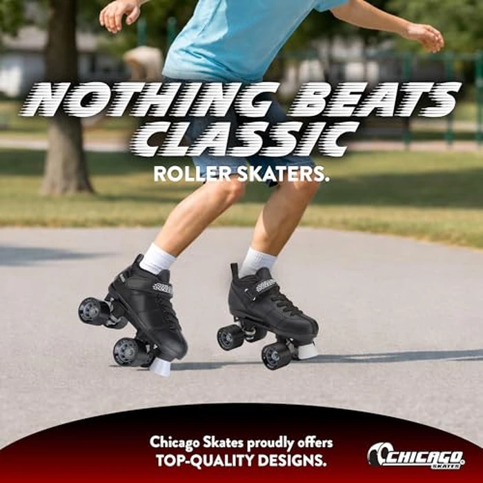 Chicago Skates Bullet Speed Roller Skates - Adjustable Quad Roller Skates Women Men, Durable Top Performance with Front Stopper, 62mm Urethane Wheels, Low-Cut Ankle Boot, Smooth Rolling,Indoor Outdoor by Chicago Skates - Image 5