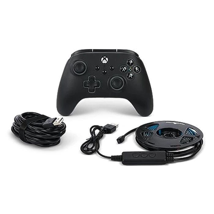PowerA Advantage Wired Controller for Xbox Series X|S with Lumectra + RGB LED Strip - Black, gamepad, wired video game controller, gaming controller, works with Xbox One and Windows 10/11, Officially Licensed for Xbox by PowerA - Used - Acceptable condition - US$27.25