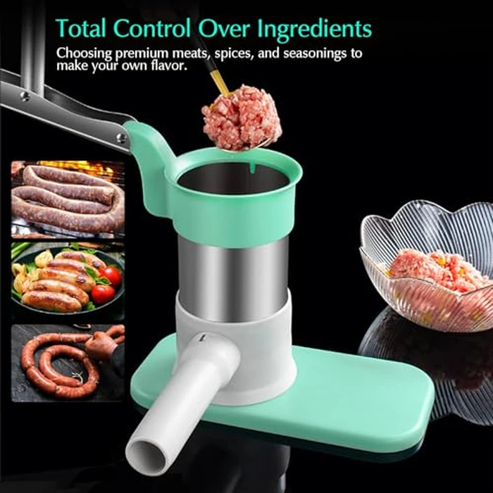 QYINXIU Manual Sausage Stuffer for Kitchen, Stainless Steel Sausage Maker Machine, Tubes of 4 Size, Easy to Clean, Fast Homemade Sausage Tool for Commercial and Household Use by QYINXIU - Image 4