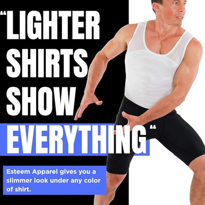Esteem Apparel Original Men's Chest Compression Shirt to Hide Gynecomastia Slimming Shapewear (White, Medium) by Esteem Apparel - Image 5