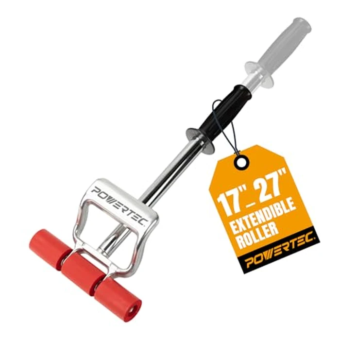 POWERTEC Extendable Floor and Wall Roller for Vinyl Flooring, Tile & Linoleum Roller with Extendable 17" to 27" Handle, 7.5" Wide for LVP, Veneer, Carpet, Wall Coverings, 1PK (71033) by POWERTEC - Used - Like New condition - US$23.65