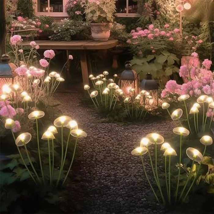 HXERY 4 Packs Solar Lights Outdoor Waterproof,Garden Patio Decorative,Mushroom Light for Patio Lawn,Landscape Lighting Large Bulbs,Starlight Windswept Lights,Great Gift for Women for Gardening,24LEDs by HXERY - Image 2