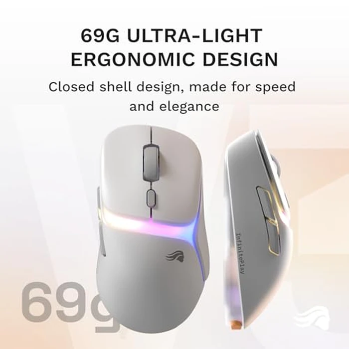 Glorious Gaming Model D3 Wireless Gaming Mouse - InfinitePlay Swappable Battery, 130H Battery Life, 8k Polling, 130M Optical Switches, Ultralight 69g, 30K DPI Optical Sensor, RGB - White by GLORIOUS - Image 6