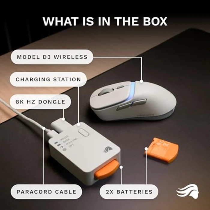 Glorious Gaming Model D3 Wireless Gaming Mouse - InfinitePlay Swappable Battery, 130H Battery Life, 8k Polling, 130M Optical Switches, Ultralight 69g, 30K DPI Optical Sensor, RGB - White by GLORIOUS - Image 7