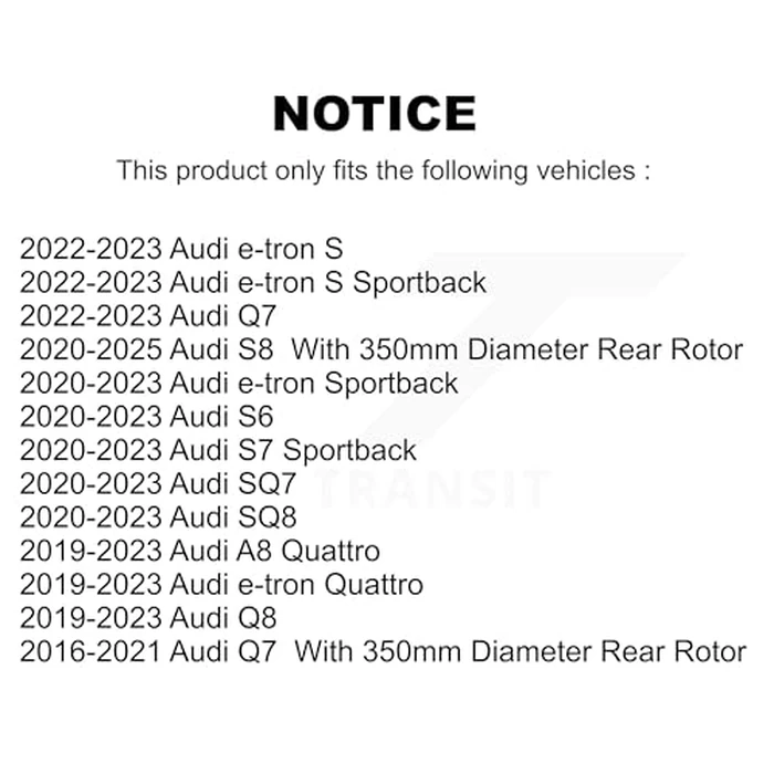 Genius Rear Coated Disc Brake Rotors Pair Replacement For Audi Q7 Q8 e-tron Quattro SQ8 Sportback SQ7 A8 S S6 S8 S7 KG-101731 by Genius - Image 2