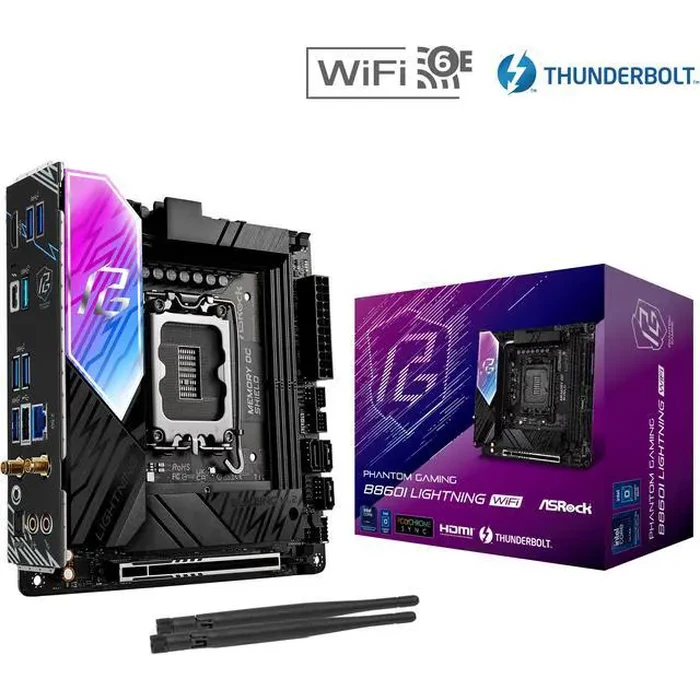 ASRock B860I Lightning WiFi LGA 1851 Intel B860 SATA 6Gb/s Intel Core Ultra DDR5 Mini ITX Motherboard by ASRock - Image 2