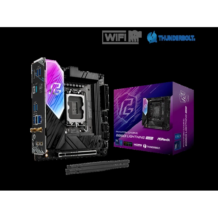 ASRock B860I Lightning WiFi LGA 1851 Intel B860 SATA 6Gb/s Intel Core Ultra DDR5 Mini ITX Motherboard by ASRock - Image 1