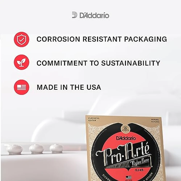 D'Addario Guitar Strings - Pro-Arte Classical Guitar Strings - EJ46TT Dynacore - Silver Plated Wrap, Composite Dynacore, Titanium Nylon Trebles - Hard Tension, 1-Pack by D'Addario - Image 6