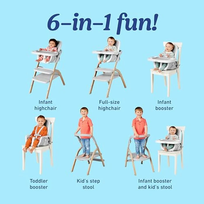 Graco EveryStep 6 in 1 High Chair, Babies and Toddlers Portable Slim High Chair with 6 Growing Stages from Infant to Toddler Seating, Convenient for Dining Time, Featured Design in Misty by Graco - Image 2