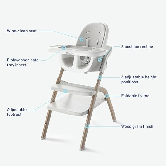 Graco EveryStep 6 in 1 High Chair, Babies and Toddlers Portable Slim High Chair with 6 Growing Stages from Infant to Toddler Seating, Convenient for Dining Time, Featured Design in Misty by Graco - Image 7