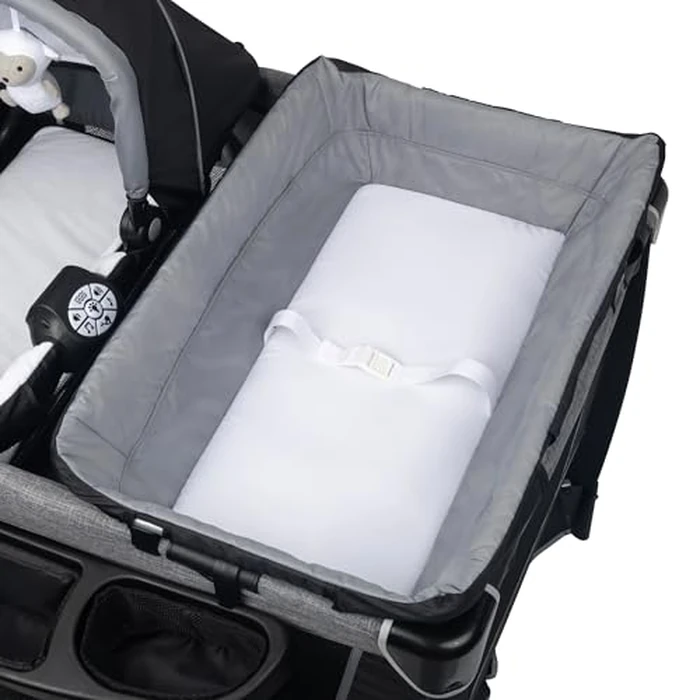 Baby Trend Retreat Nursery Center with Two Removable Rock A Bye Bassinets, Changing Table, Organizer, and Music Center with Nightlight, Quarry by Baby Trend - Image 9