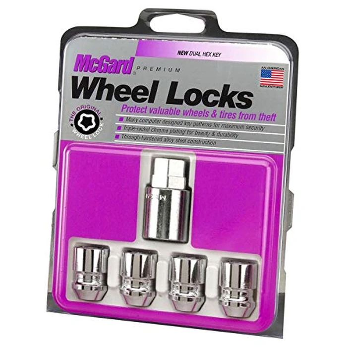 MCGARD 24157 Chrome Cone Seat Wheel Locks (M12 x 1.5 Thread Size) - 4 Locks / 1 Key by McGard - Used - Like New condition - CA$32.53