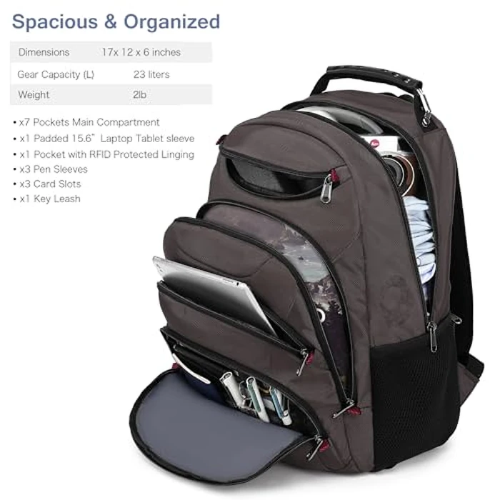 Boavan Laptop Backpack for men, 15.6 inch Laptop Bag with USB Port, Waterproof Travel Work Backpack Purse, Anti-Theft Teacher Nurse Doctor Casual Bookbags Office Business backpack,Coffee by Boavan - Image 2