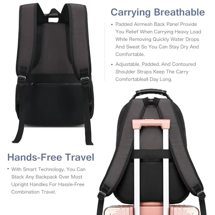 Boavan Laptop Backpack for men, 15.6 inch Laptop Bag with USB Port, Waterproof Travel Work Backpack Purse, Anti-Theft Teacher Nurse Doctor Casual Bookbags Office Business backpack,Coffee by Boavan - Image 3