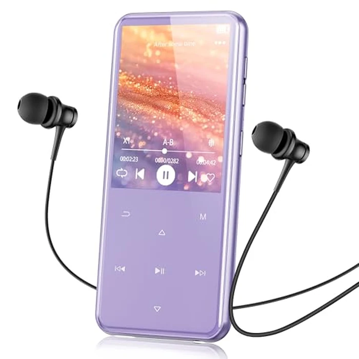 AGPTEK 64GB MP3 Player with Bluetooth, M3 2.4 inch Music Player with Speaker and FM Radio, Touch Buttons, Supports Up to 128GB(Purple) by AGPTEK - Image 1