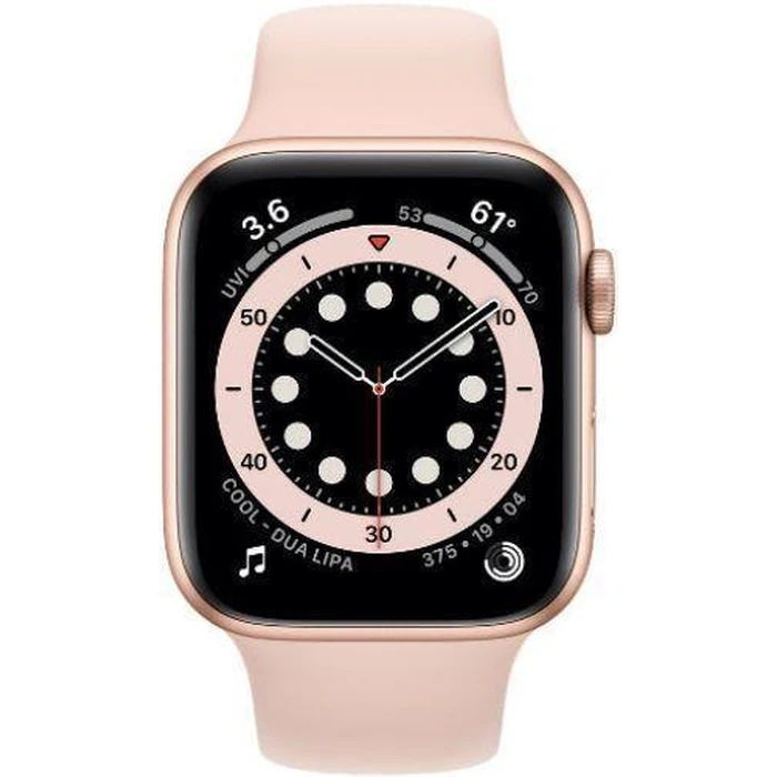 Apple Watch Series 6 (GPS) - 32GB - 44mm - Gold Aluminum Case with Pink Sand Rubber Sport Band by Apple - Refurbished - Good condition - US$119.48